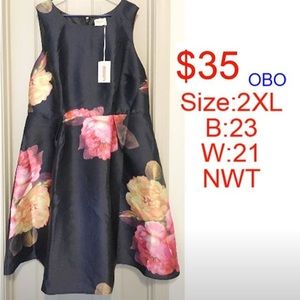 Modcloth black satin floral dress